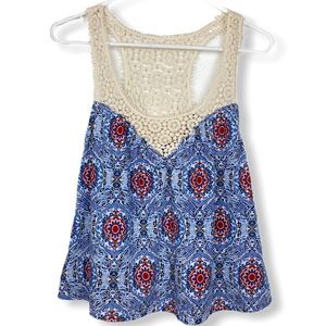 Belle de Jour Floral Tank Crochet Straps Racerback